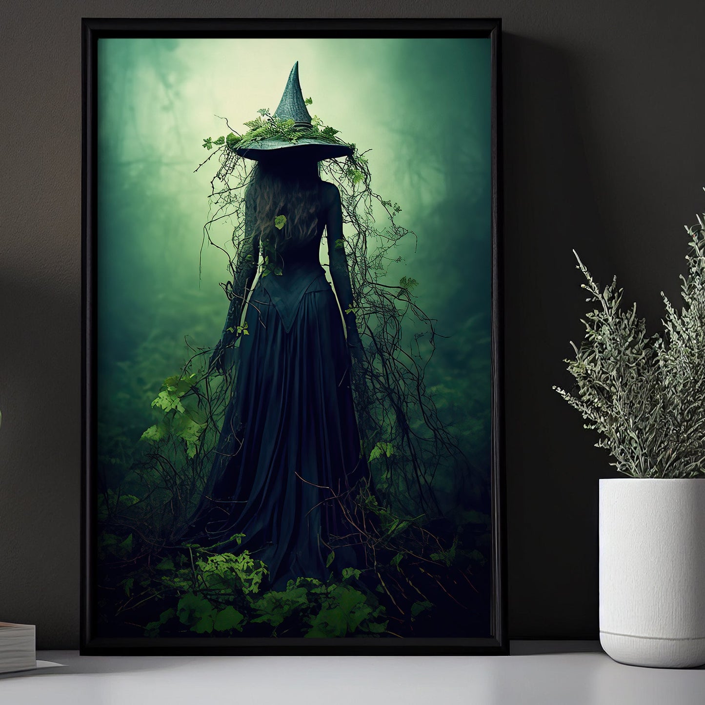 Witch In Dark Forest Canvas Painting, Witches Wall Art Decor - Dark Halloween Poster Gift