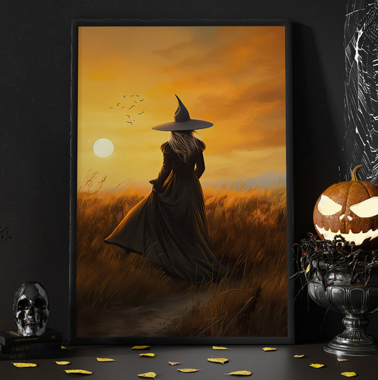 Countryside Witch In The Field Vintage Gothic Wall Art Print - Dark Academia Five Elements Witchy Halloween Wall Decor