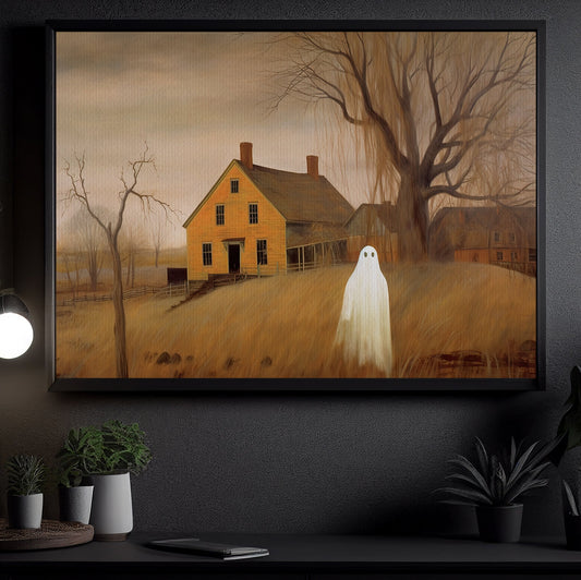 I'm On The Way Halloween Canvas Painting, Wall Art Decor - Dark Surreal Ghost Halloween Poster Gift