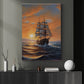 Sailing Boat Quietly On The Sea At Sunset Canvas Painting, Wall Art Decor - Poster Gift For Decorating Your Home