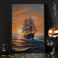 Sailing Boat Quietly On The Sea At Sunset Canvas Painting, Wall Art Decor - Poster Gift For Decorating Your Home