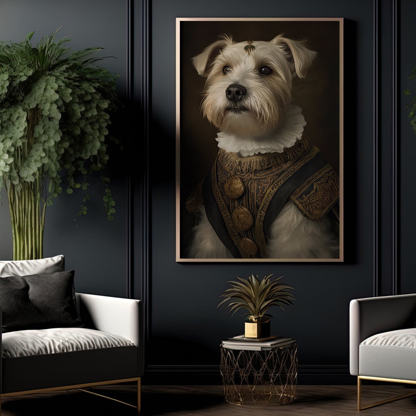 Baby Dog Morkie Saty Alone Canvas Painting, Wall Art Decor - Poster Gift For Dog Lovers, Dog Owners