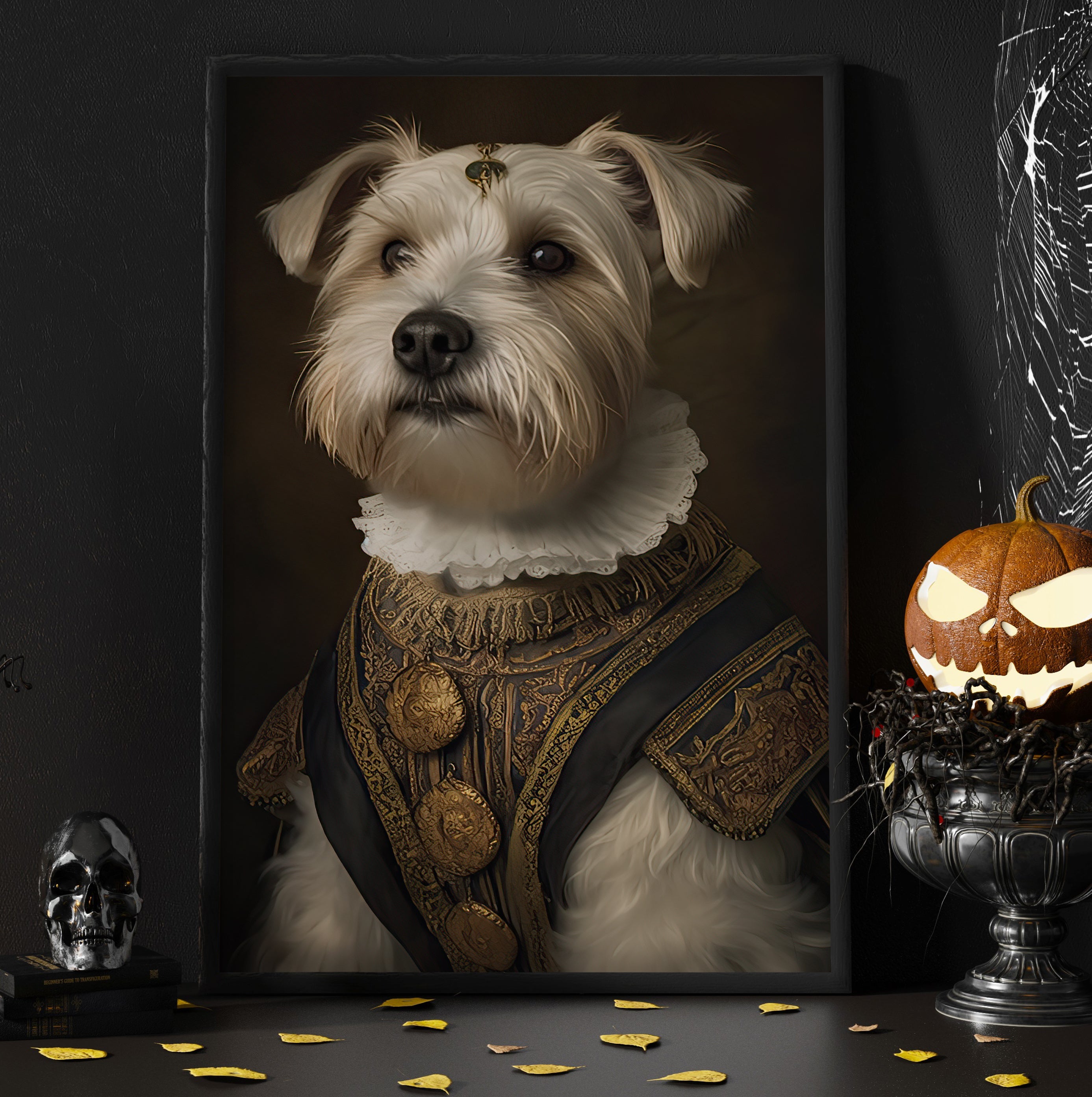 Baby Dog Morkie Saty Alone Canvas Painting, Wall Art Decor