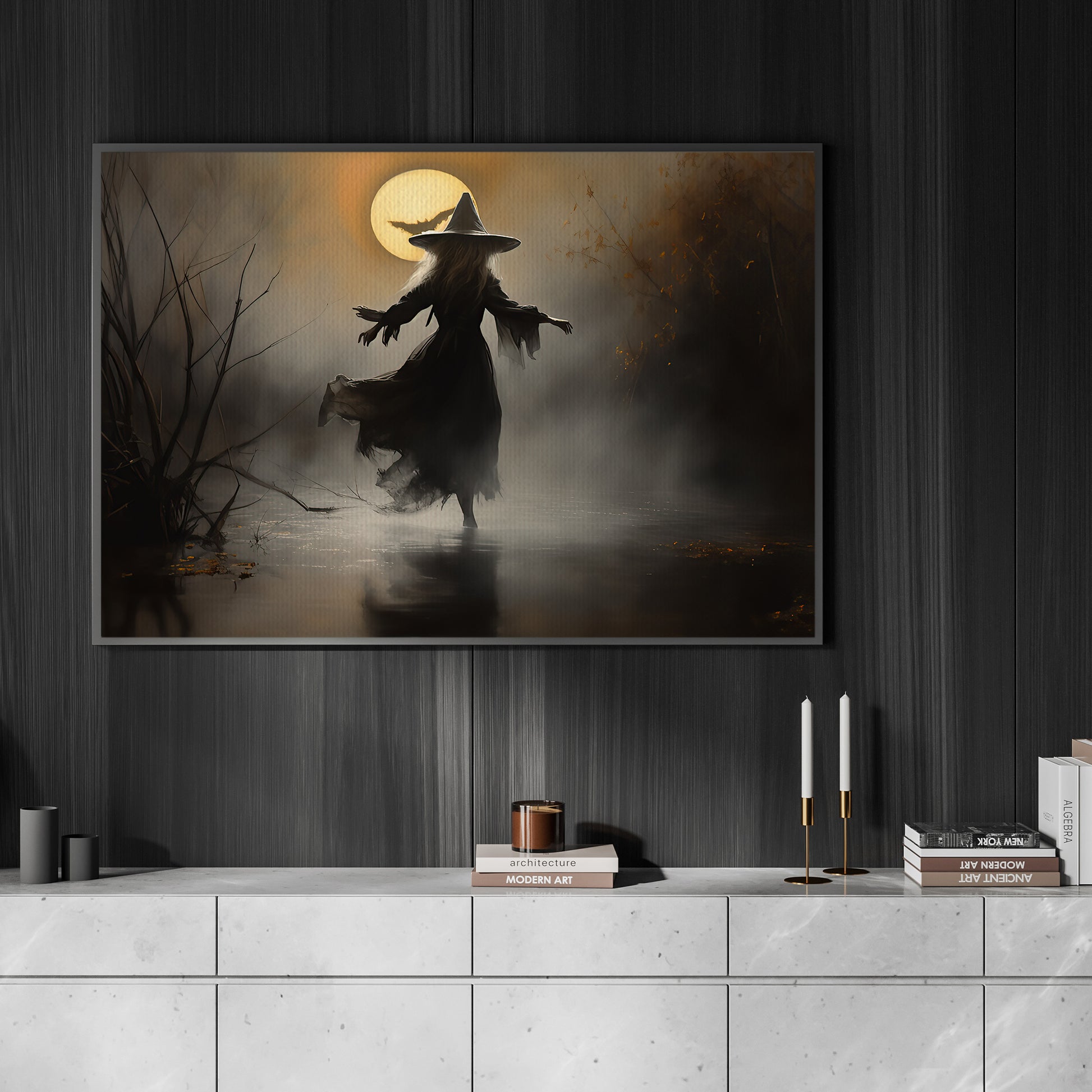Dengmore 5d Halloween Midnight Witch Living Room Decoration Painting Coffee  