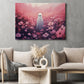 Vintage Ghosts In Pink Flowers Canvas Art Print - Dark Surreal Boo Ghost Halloween Print