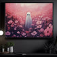 Vintage Ghosts In Pink Flowers Canvas Art Print - Dark Surreal Boo Ghost Halloween Print