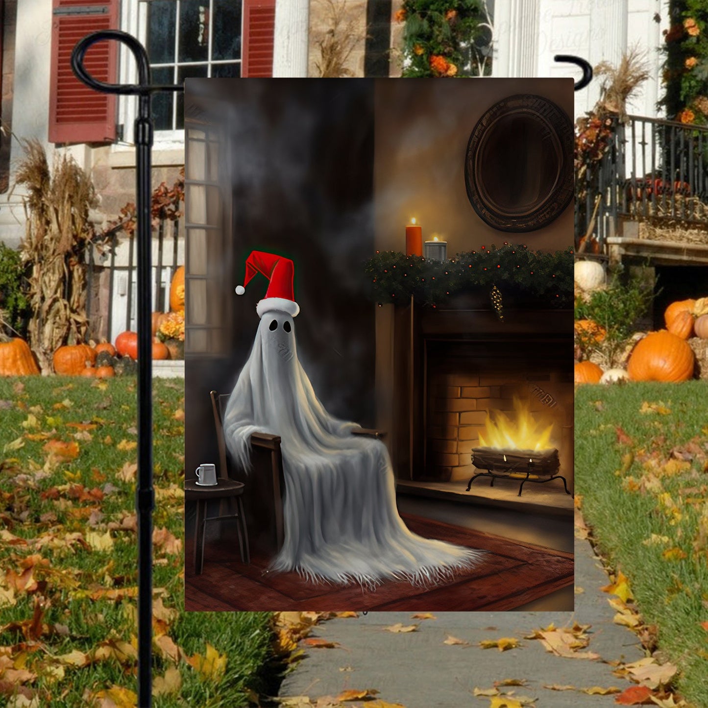 Funny Ghost Come Here Sit Down, Ghost Xmas Garden Flag & House Flag, Christmas Flag Gift For Ghost Lovers