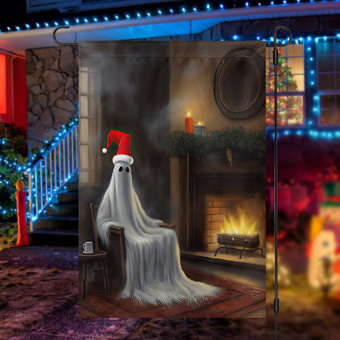 Funny Ghost Come Here Sit Down, Ghost Xmas Garden Flag & House Flag, Christmas Flag Gift For Ghost Lovers