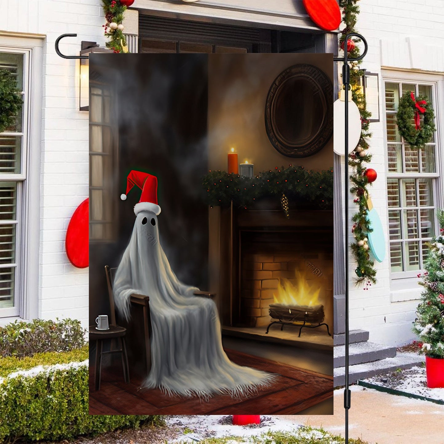 Funny Ghost Come Here Sit Down, Ghost Xmas Garden Flag & House Flag, Christmas Flag Gift For Ghost Lovers