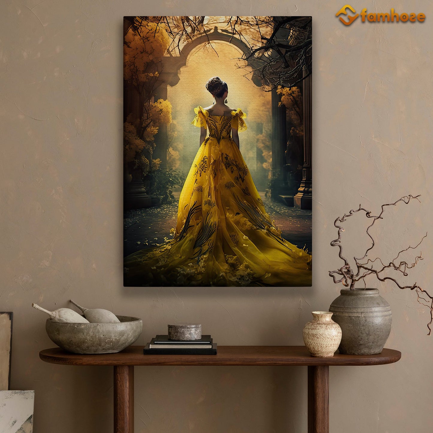 Elegance Amidst Autumn Serenity, A Canvas Wall Art Print - Gift Art For Decorating Your Home, Gift For Autumn Lovers