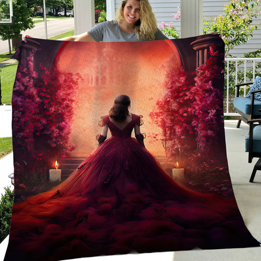 Princess In The Garden Flowers, Princess Christmas Fleece Blanket & Sherpa Blanket Gift