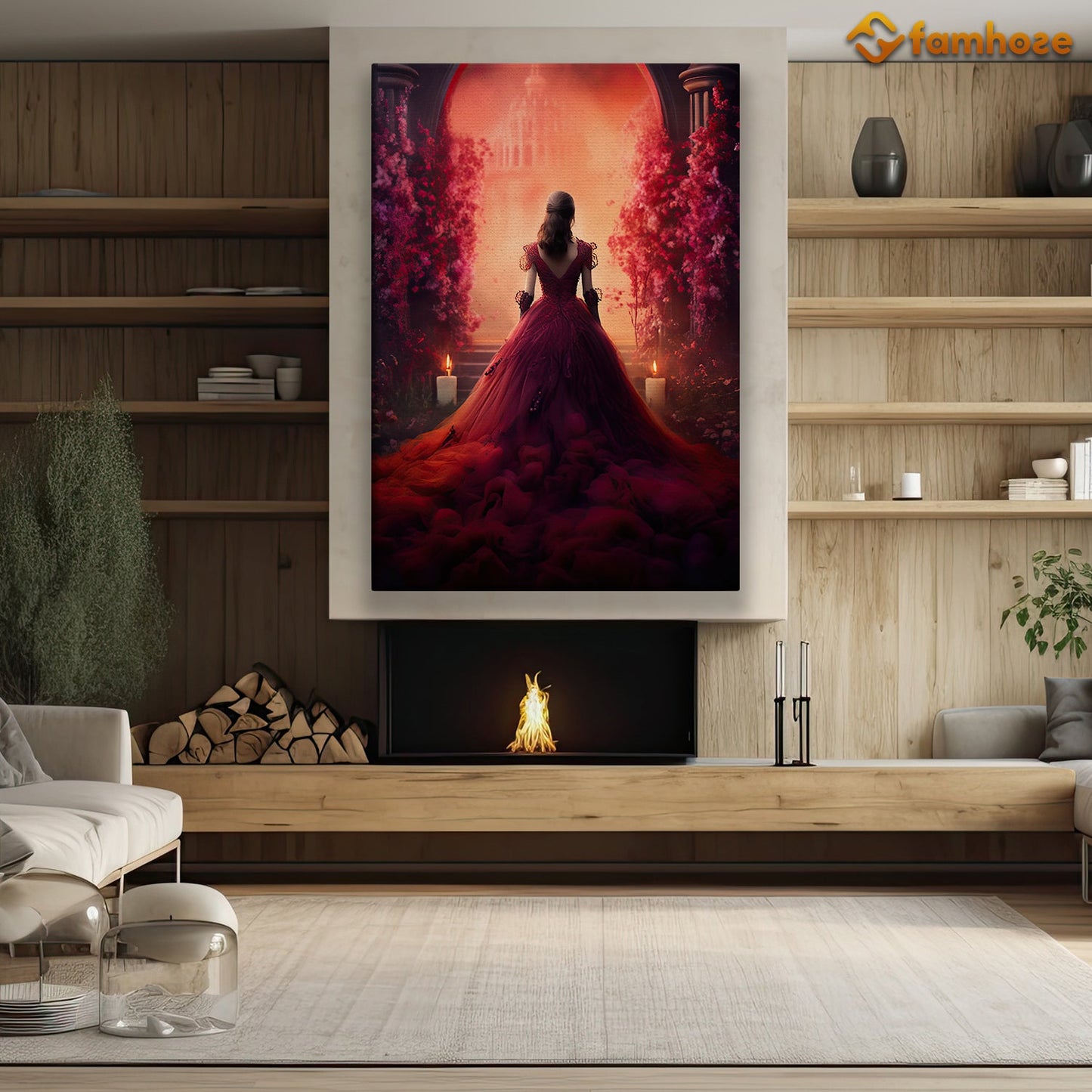 Enchanted Evening at the Crimson Ballroom, A Canvas Wall Art Print - Gift Art For Decorating Your Home, Gift For Auntum Lovers