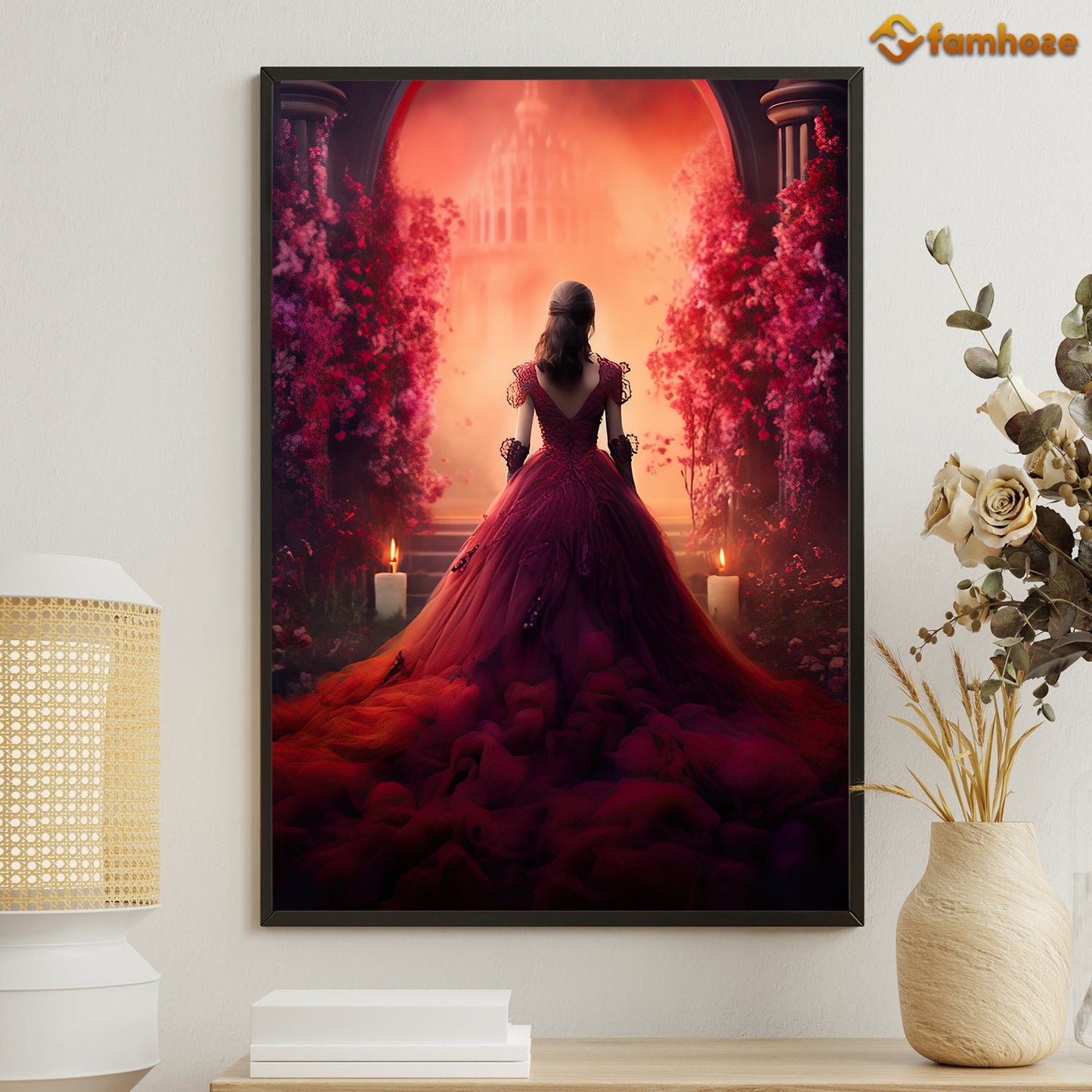 Enchanted Evening at the Crimson Ballroom, A Canvas Wall Art Print - Gift Art For Decorating Your Home, Gift For Auntum Lovers