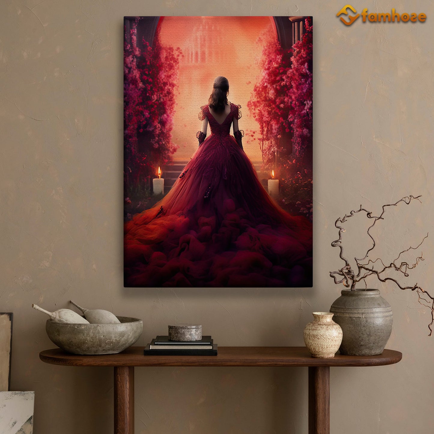 Enchanted Evening at the Crimson Ballroom, A Canvas Wall Art Print - Gift Art For Decorating Your Home, Gift For Auntum Lovers