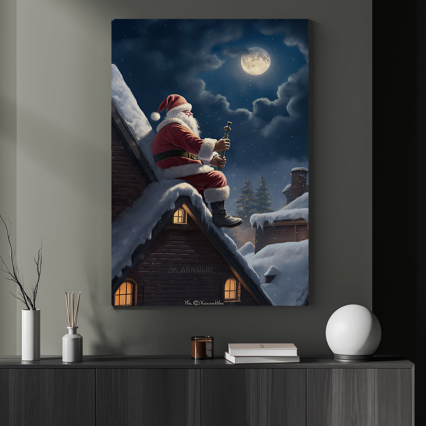 Vintage Santa Claus Christmas, Santa Canvas Painting, Wall Art Decor - Retro Winter Santa Poster Gift