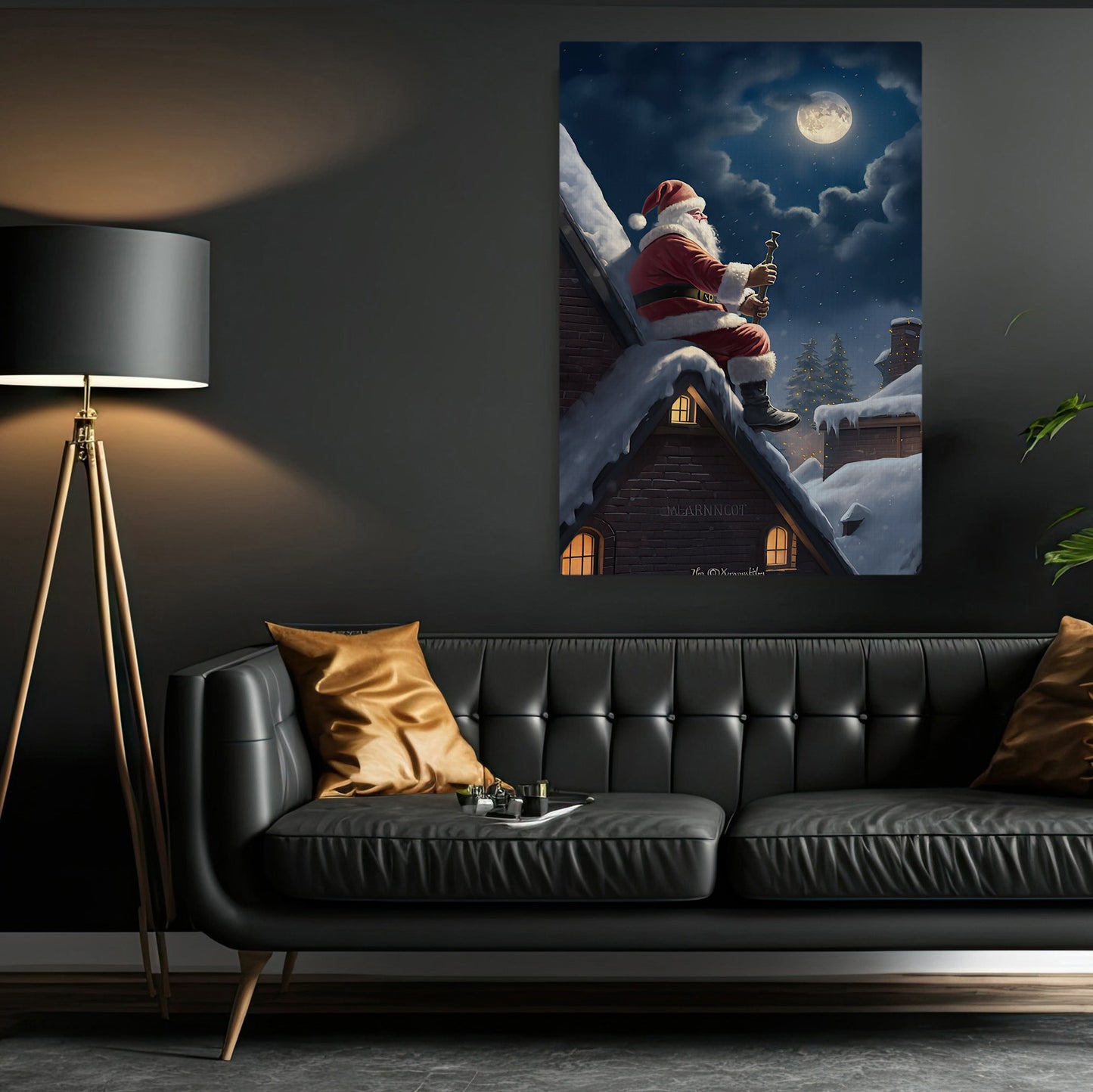 Vintage Santa Claus Christmas, Santa Canvas Painting, Wall Art Decor - Retro Winter Santa Poster Gift