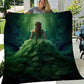 Princess In The Green Dress In The Forest, Princess Christmas Fleece Blanket & Sherpa Blanket Gift