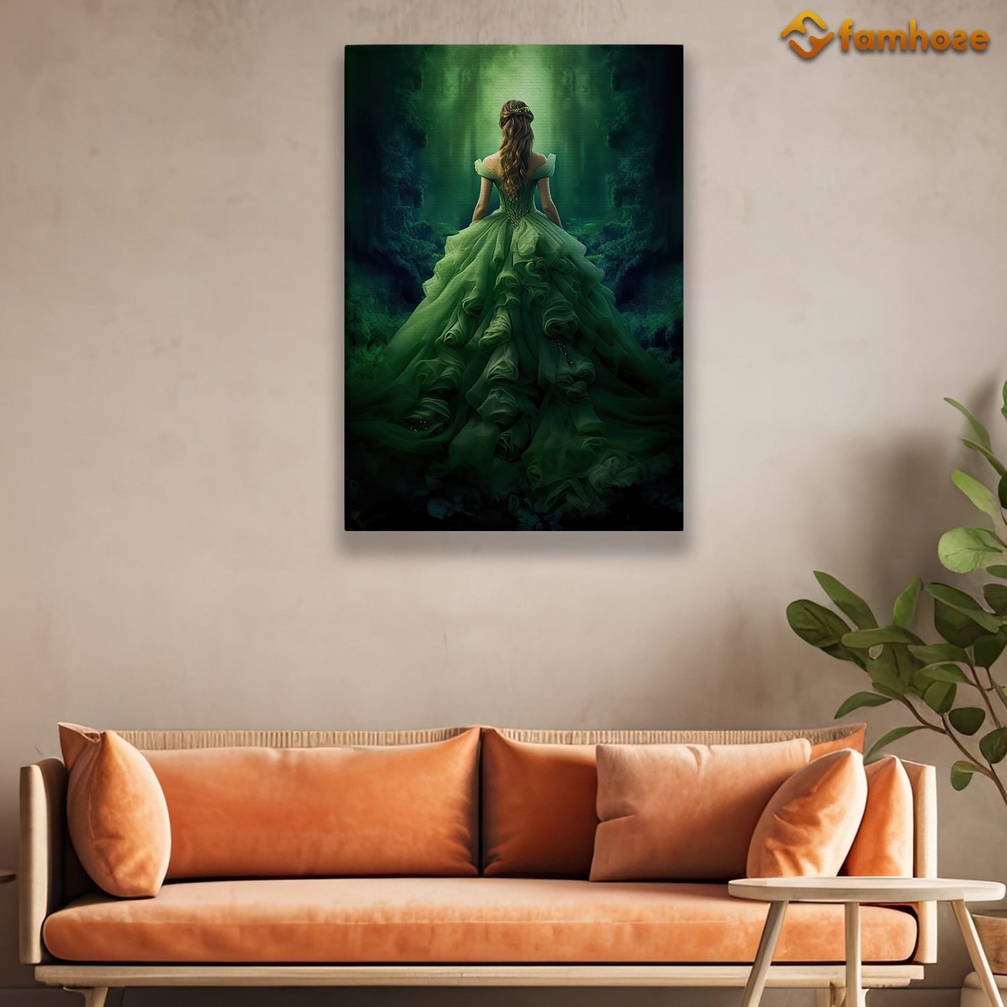 Emerald Enchantment An Ethereal Journey Through the Whispering Glades of Timeless Beauty, A Canvas Wall Art Print - Gift Art For Decorating Your Home, Gift For Auntum Lovers