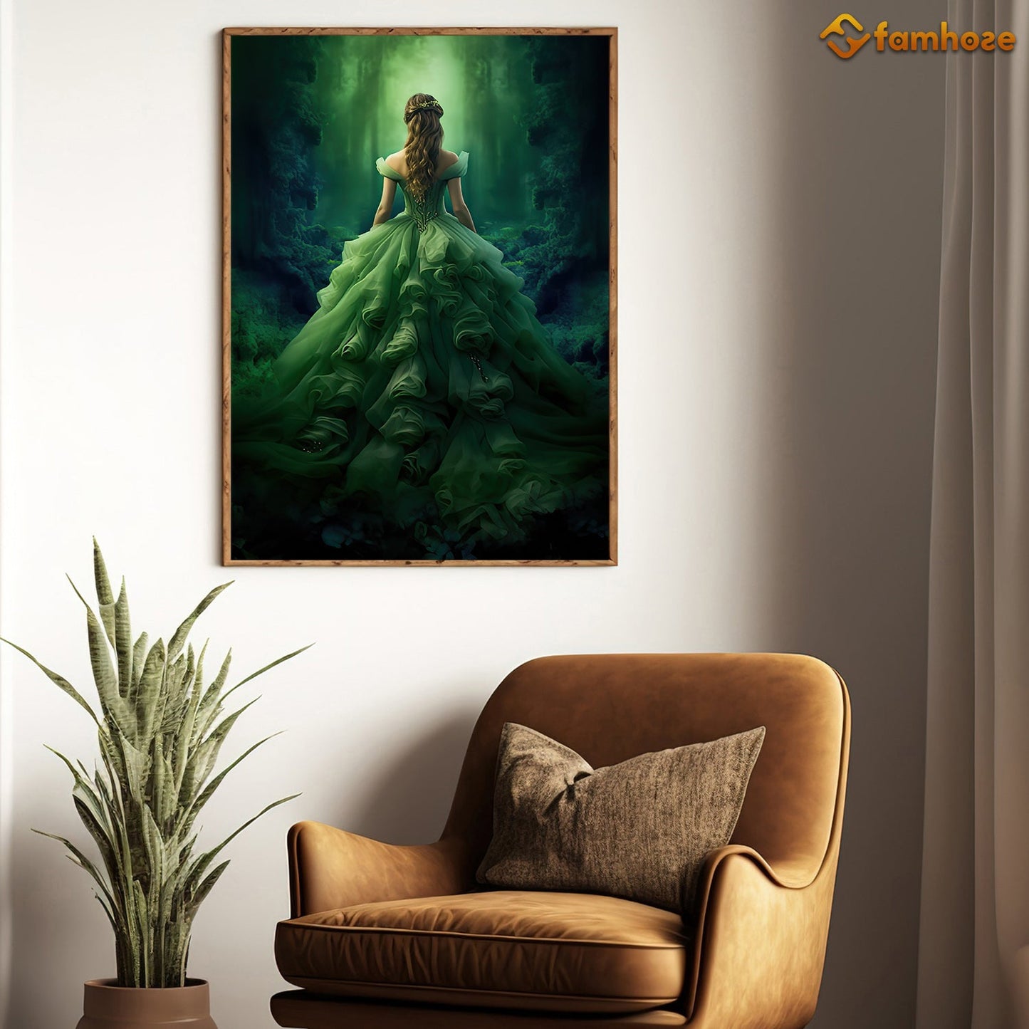 Emerald Enchantment An Ethereal Journey Through the Whispering Glades of Timeless Beauty, A Canvas Wall Art Print - Gift Art For Decorating Your Home, Gift For Auntum Lovers