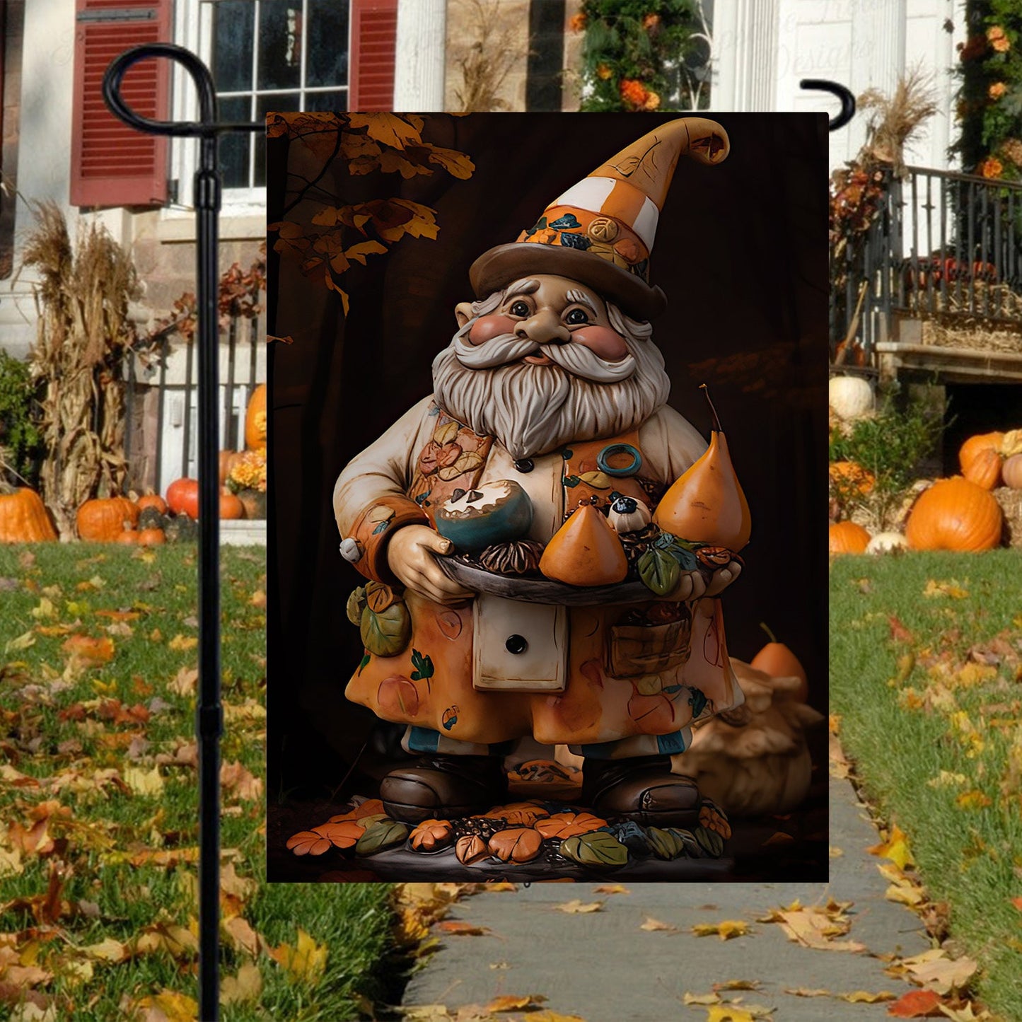 Autumn's Keeper The Enchanted Garden Gnome, Gnome Xmas Garden Flag & House Flag, Christmas Flag Gift For Gnome Lovers