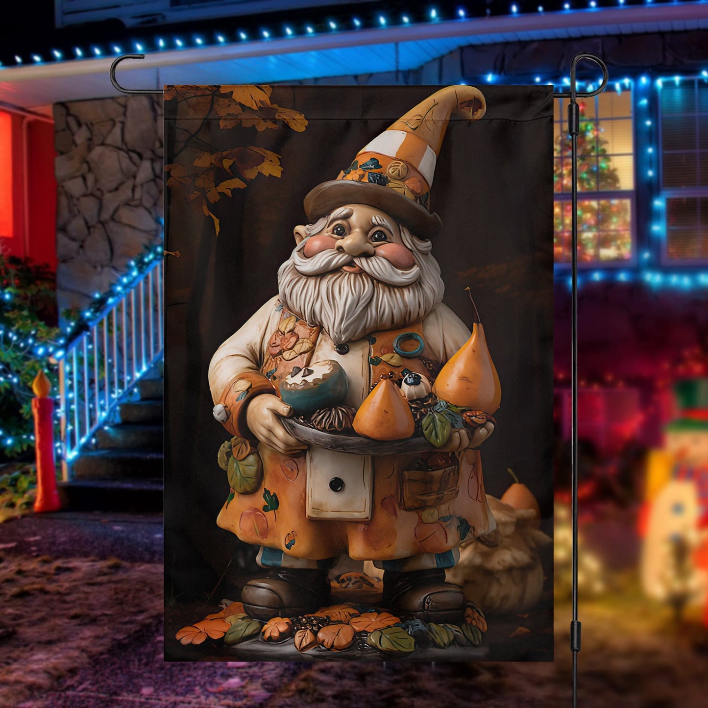 Autumn's Keeper The Enchanted Garden Gnome, Gnome Xmas Garden Flag & House Flag, Christmas Flag Gift For Gnome Lovers