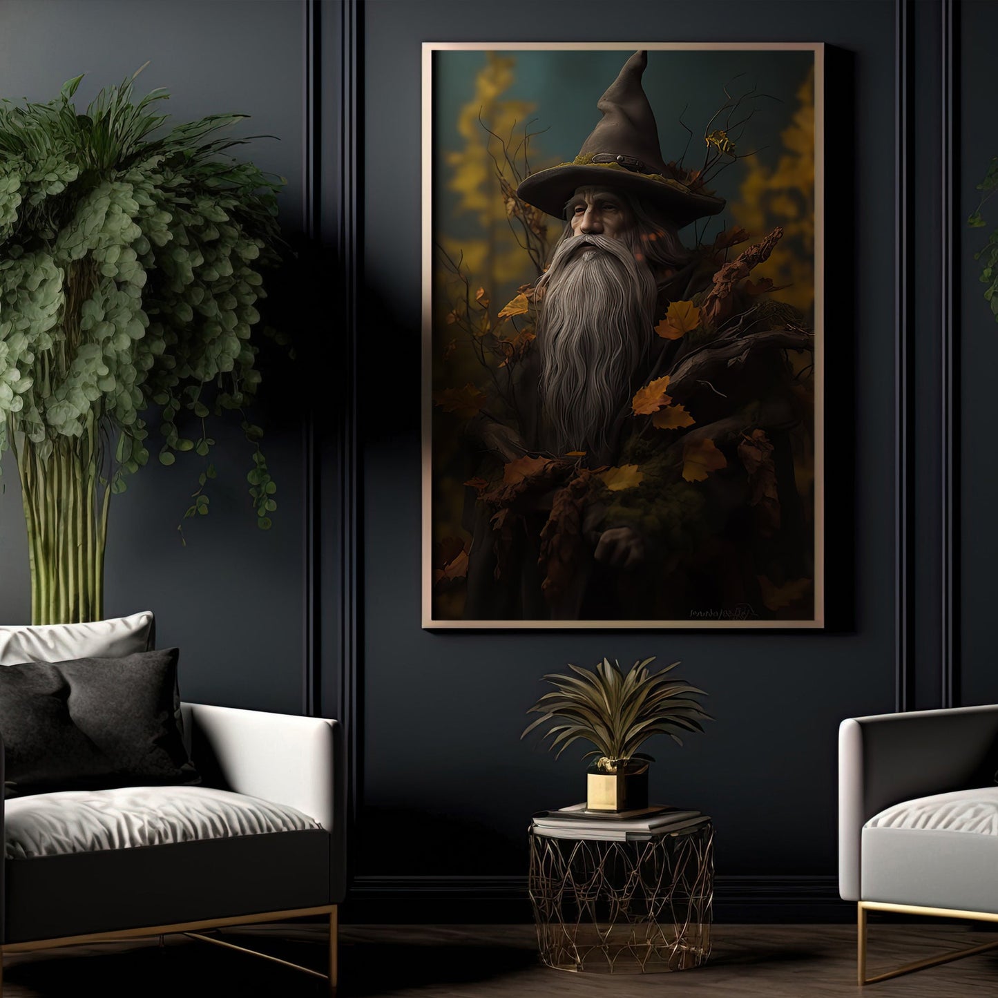 Mythical Harvest Gnome, Gnome Canvas Painting, Wall Art Decor - Vintage Gnome Poster Gift