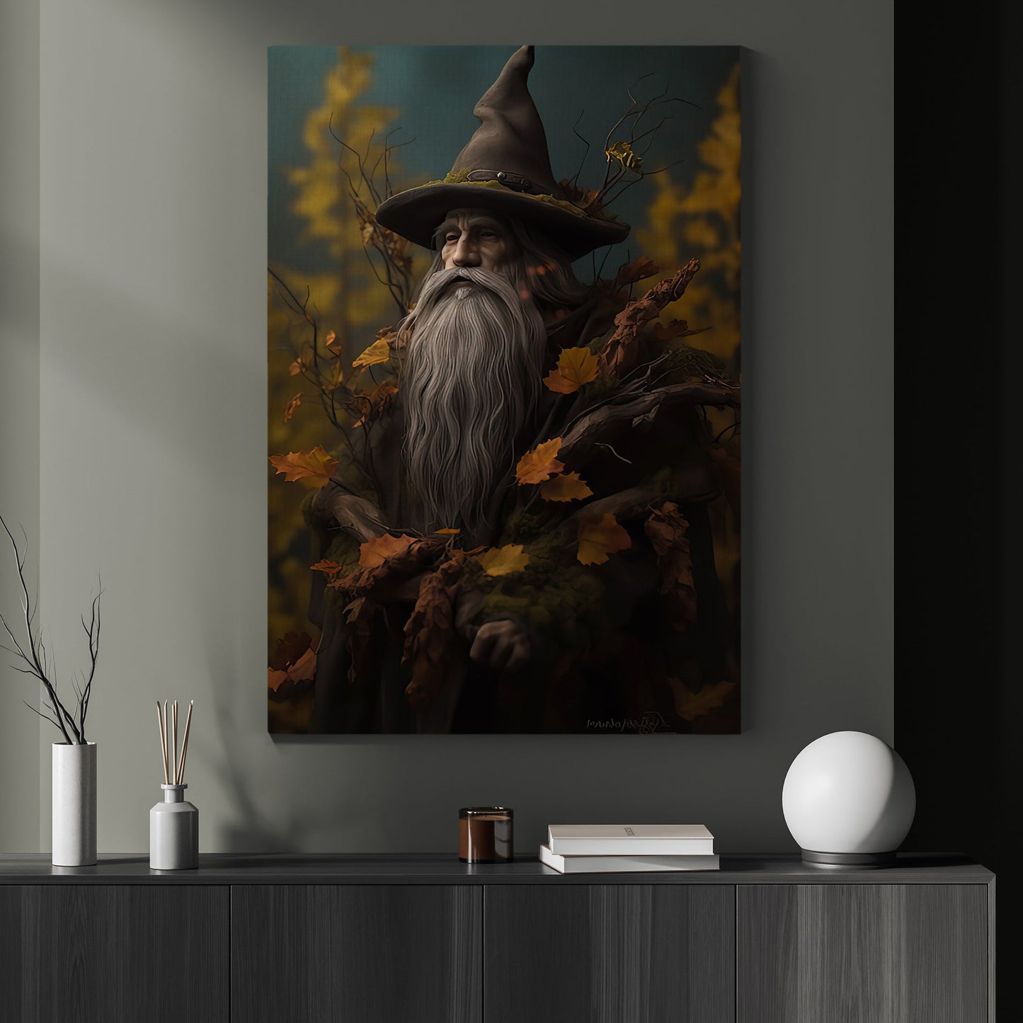 Mythical Harvest Gnome, Gnome Canvas Painting, Wall Art Decor - Vintage Gnome Poster Gift