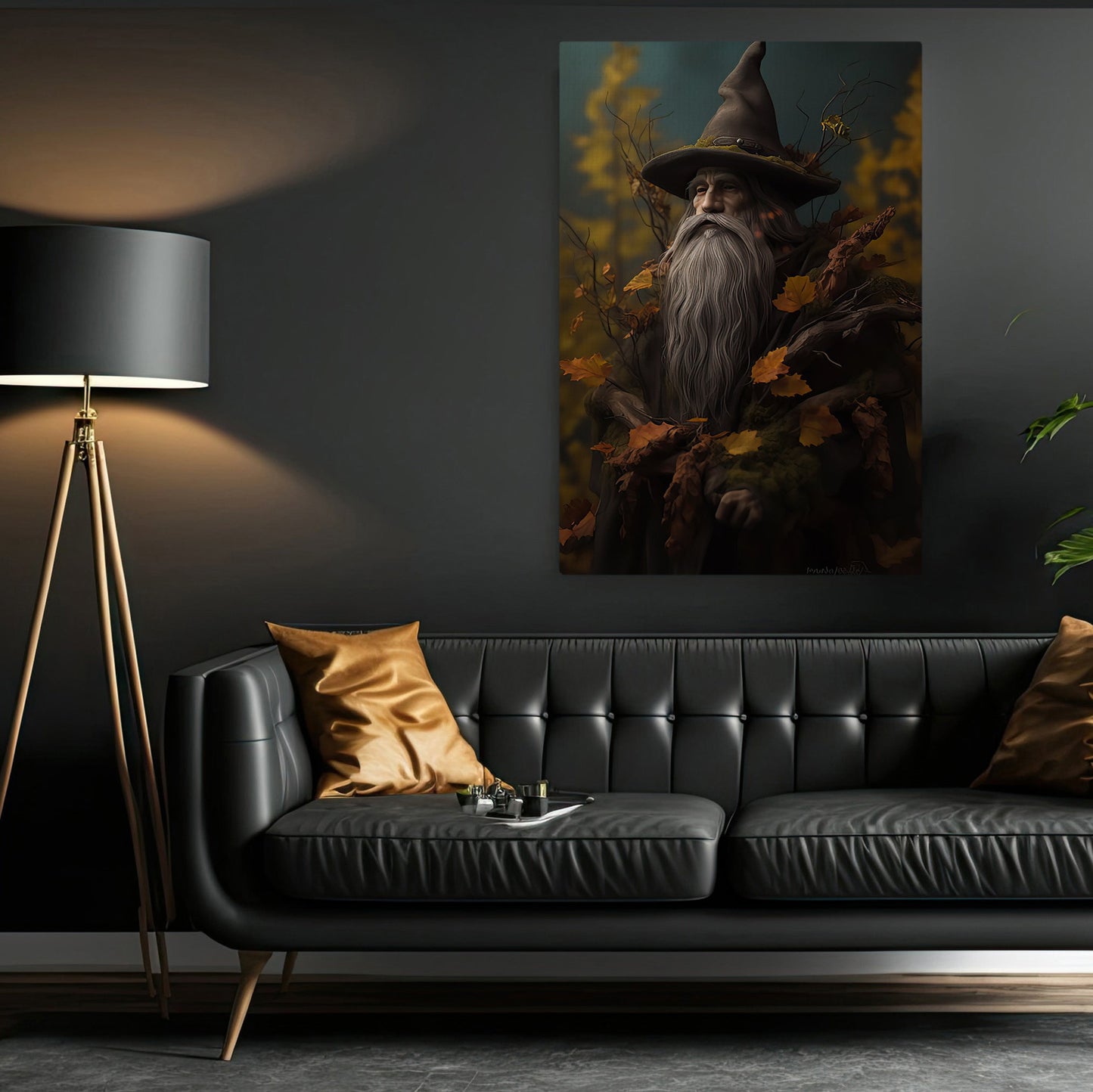 Mythical Harvest Gnome, Gnome Canvas Painting, Wall Art Decor - Vintage Gnome Poster Gift