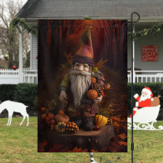 Autumn Gnome's Harvest Celebration, Gnome Xmas Garden Flag & House Flag, Christmas Flag Gift For Gnome Lovers