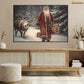 Journey Through the Winter Woods Santa and His Trusty Reindeer Christmas Canvas Painting, Xmas Wall Art Decor - Christmas Poster Gift