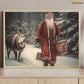 Journey Through the Winter Woods Santa and His Trusty Reindeer Christmas Canvas Painting, Xmas Wall Art Decor - Christmas Poster Gift