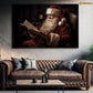 Santa's Quiet Moment Reading by Candlelight Christmas Canvas Painting, Xmas Wall Art Decor - Christmas Poster Gift