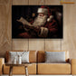 Santa's Quiet Moment Reading by Candlelight Christmas Canvas Painting, Xmas Wall Art Decor - Christmas Poster Gift