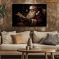 Santa's Quiet Moment Reading by Candlelight Christmas Canvas Painting, Xmas Wall Art Decor - Christmas Poster Gift