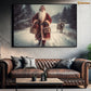 Journey Through The Snow Santa and His Trusty Reindeer Christmas Canvas Painting, Xmas Wall Art Decor - Christmas Poster Gift