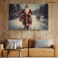 Journey Through The Snow Santa and His Trusty Reindeer Christmas Canvas Painting, Xmas Wall Art Decor - Christmas Poster Gift