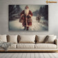 Journey Through The Snow Santa and His Trusty Reindeer Christmas Canvas Painting, Xmas Wall Art Decor - Christmas Poster Gift