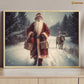 Journey Through The Snow Santa and His Trusty Reindeer Christmas Canvas Painting, Xmas Wall Art Decor - Christmas Poster Gift