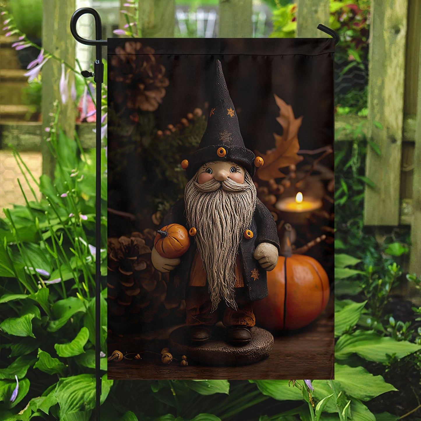 Autumn Gnome's Festive Feast, Gnome Xmas Garden Flag & House Flag, Christmas Flag Gift For Gnome Lovers