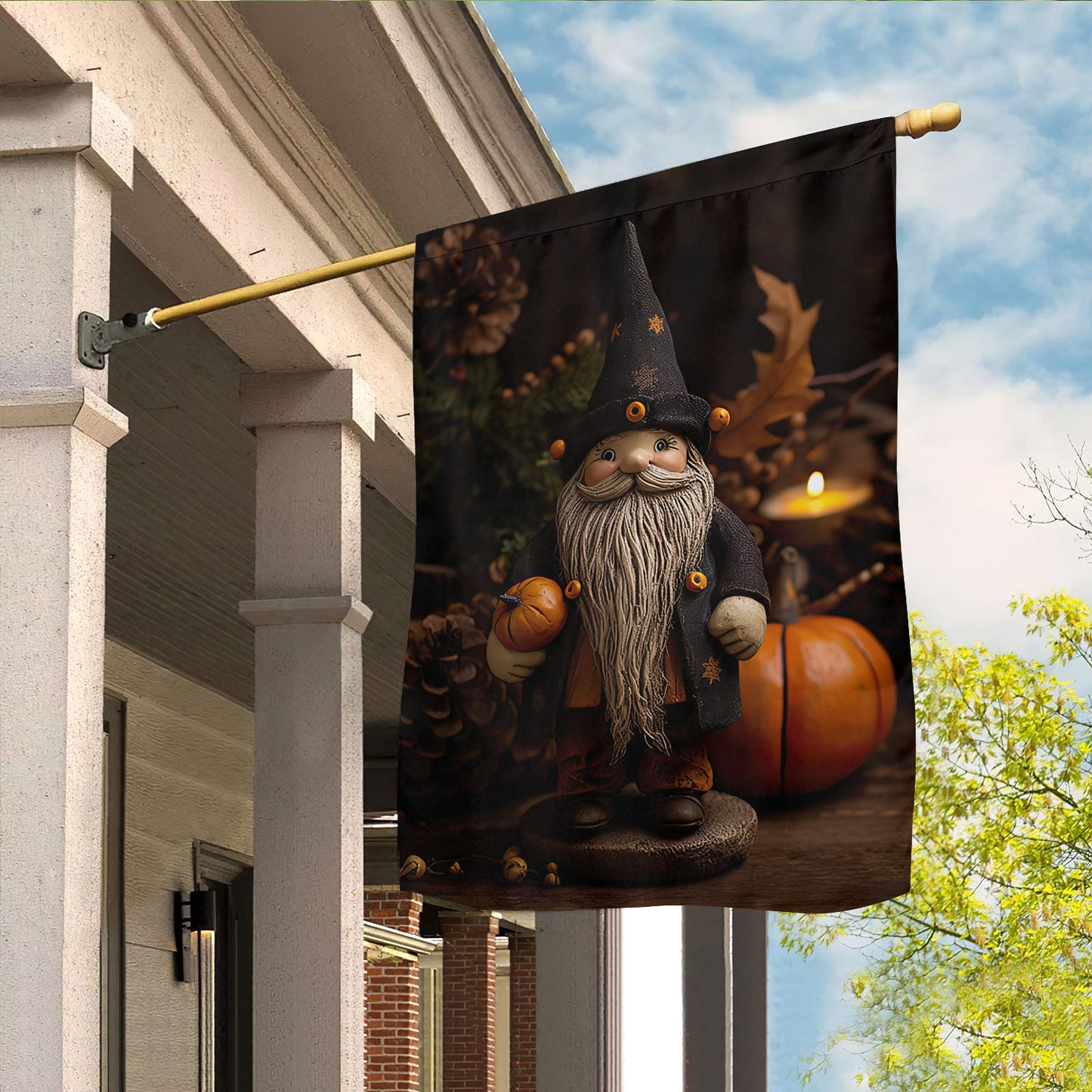 Autumn Gnome's Festive Feast, Gnome Xmas Garden Flag & House Flag, Christmas Flag Gift For Gnome Lovers