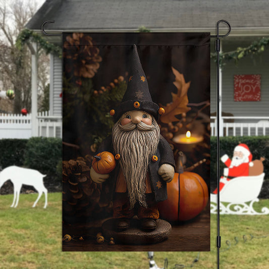 Autumn Gnome's Festive Feast, Gnome Xmas Garden Flag & House Flag, Christmas Flag Gift For Gnome Lovers