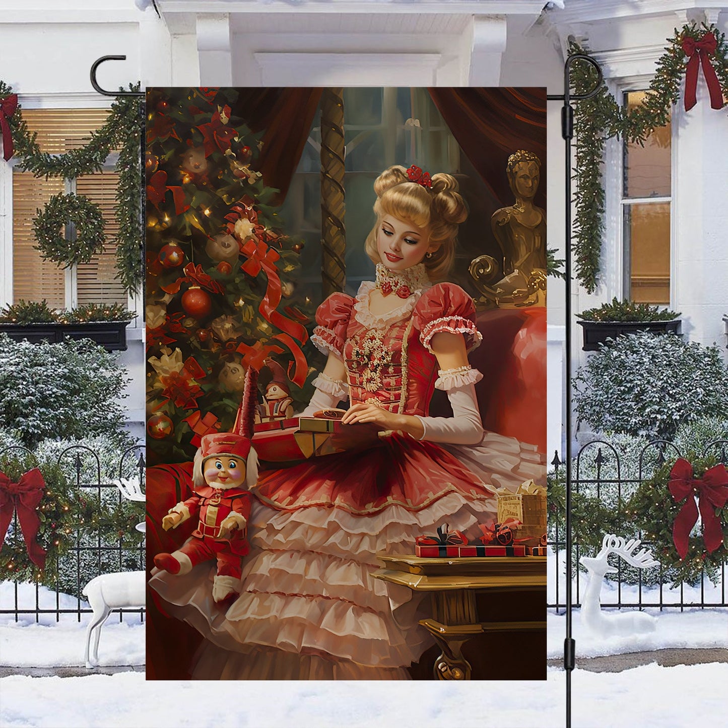 Victorian Elegance Christmas At The Manor, Princess Xmas Garden Flag & House Flag, Christmas Flag Gift For Princess Lovers