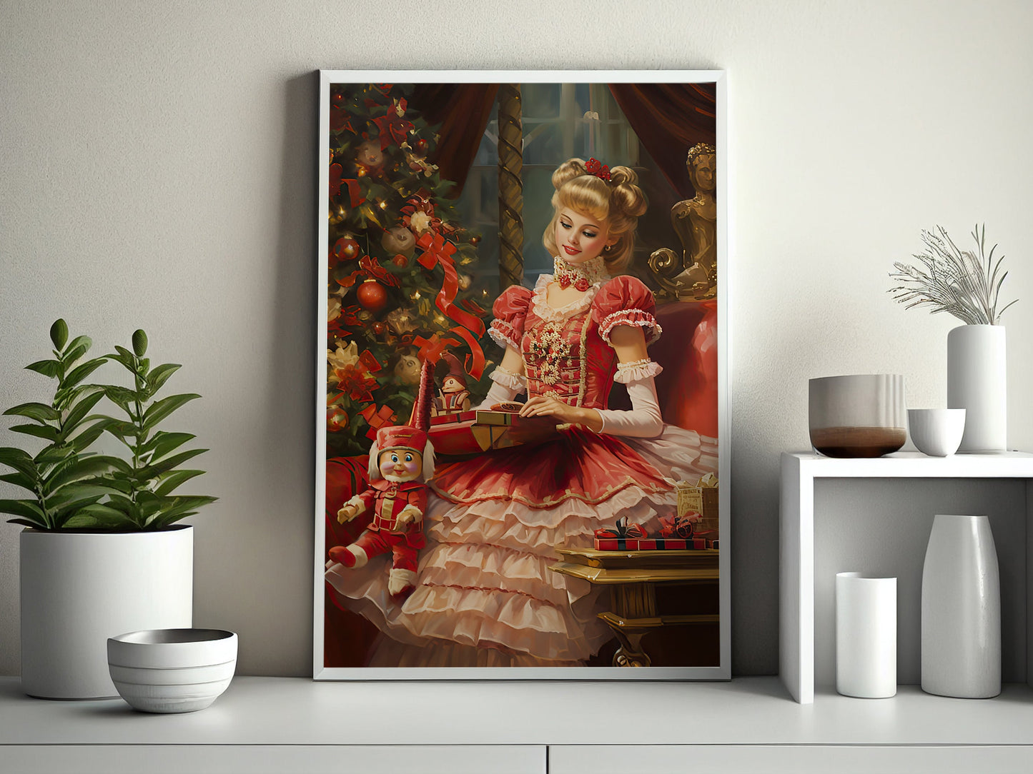 Enchanted Christmas Eve, Victorian Christmas Canvas Painting, Xmas Wall Art Decor - Christmas Poster Gift