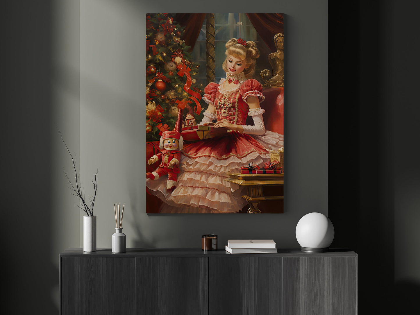 Enchanted Christmas Eve, Victorian Christmas Canvas Painting, Xmas Wall Art Decor - Christmas Poster Gift