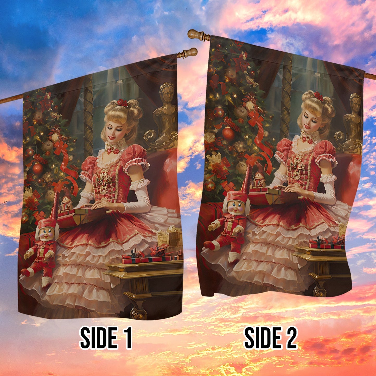 Victorian Elegance Christmas At The Manor, Princess Xmas Garden Flag & House Flag, Christmas Flag Gift For Princess Lovers