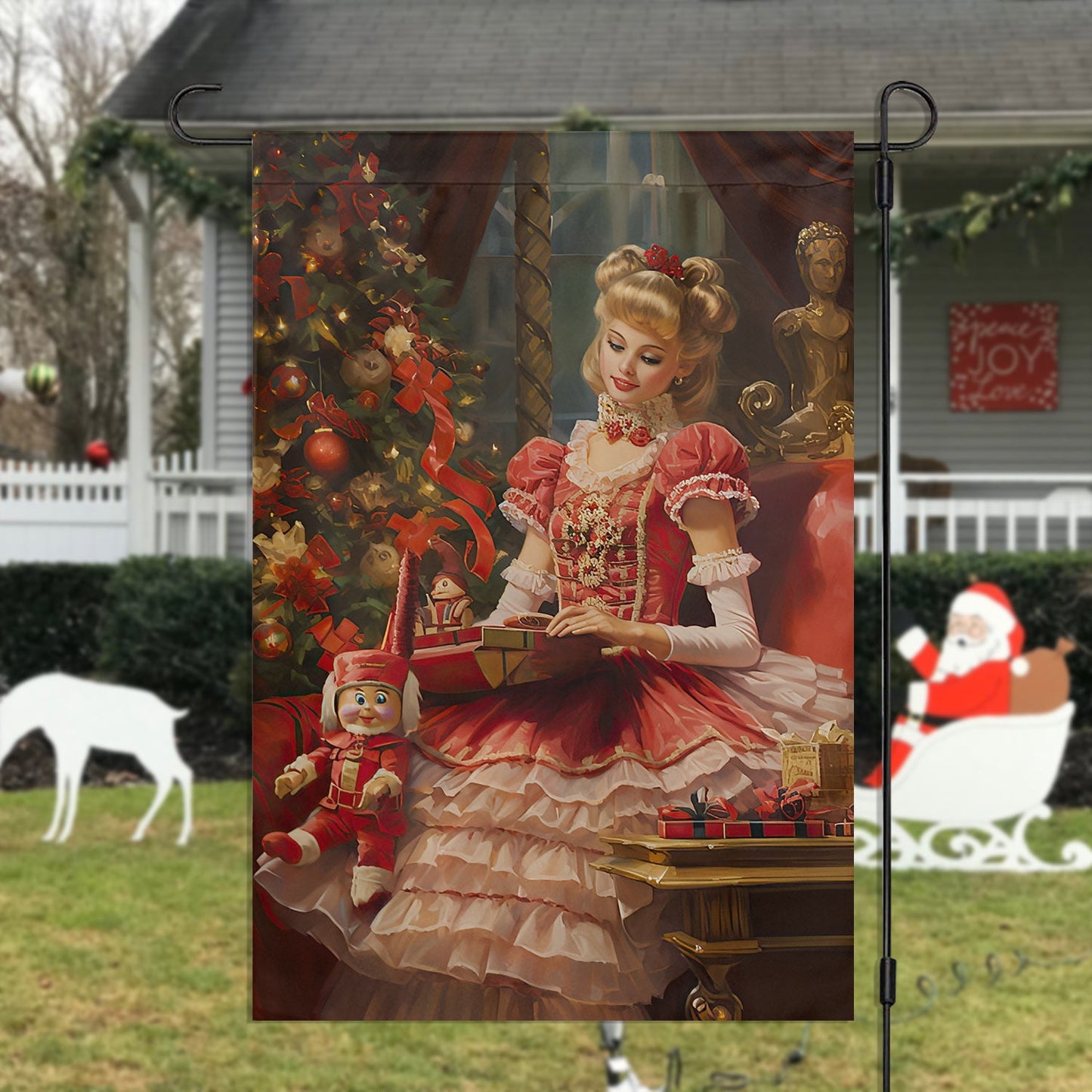 Victorian Elegance Christmas At The Manor, Princess Xmas Garden Flag & House Flag, Christmas Flag Gift For Princess Lovers