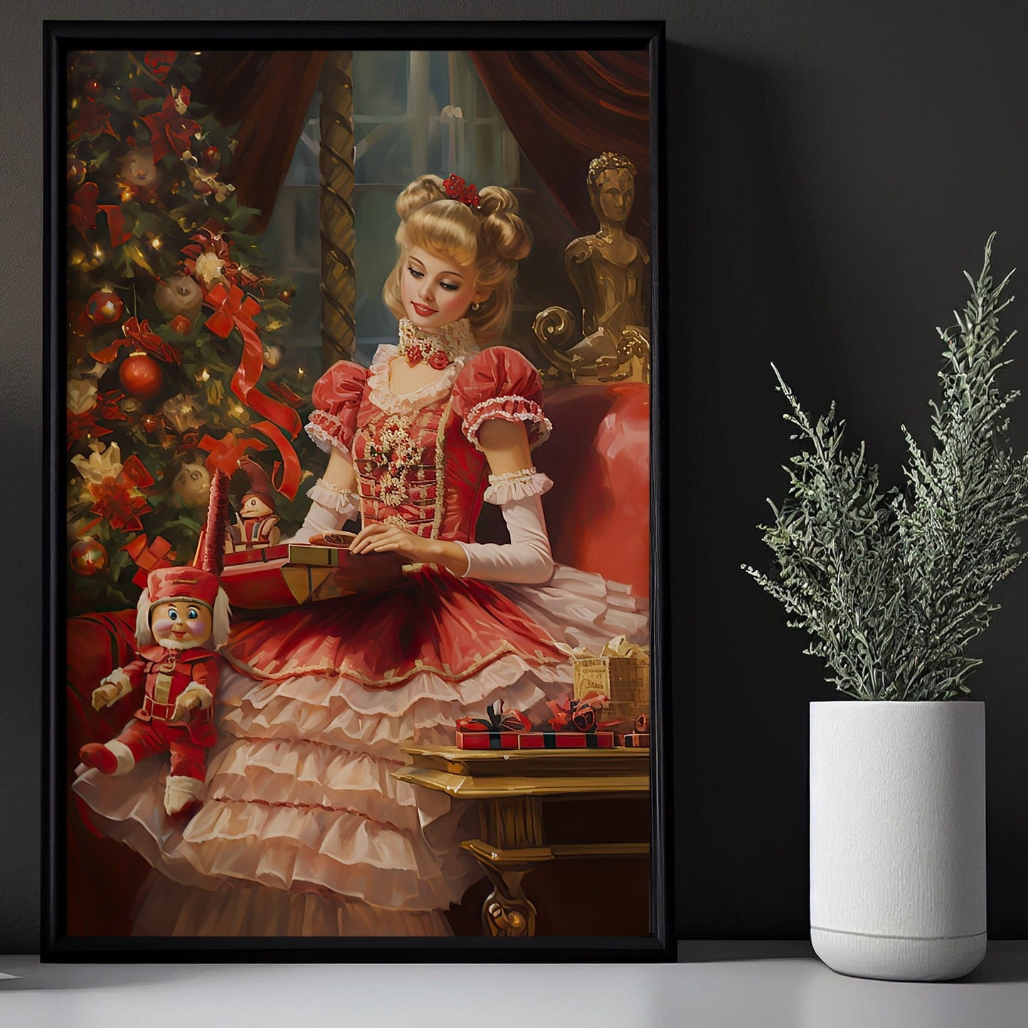 Enchanted Christmas Eve, Victorian Christmas Canvas Painting, Xmas Wall Art Decor - Christmas Poster Gift