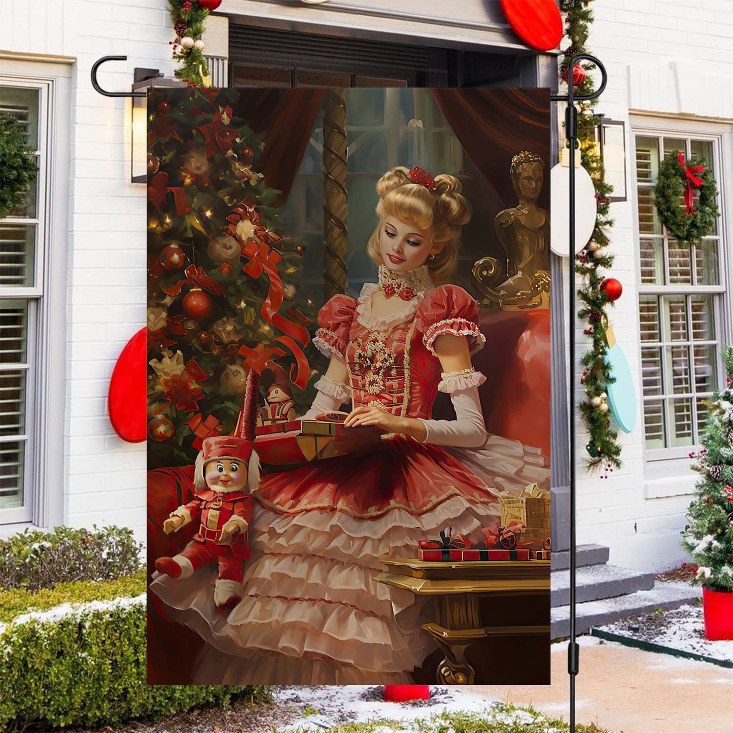 Victorian Elegance Christmas At The Manor, Princess Xmas Garden Flag & House Flag, Christmas Flag Gift For Princess Lovers