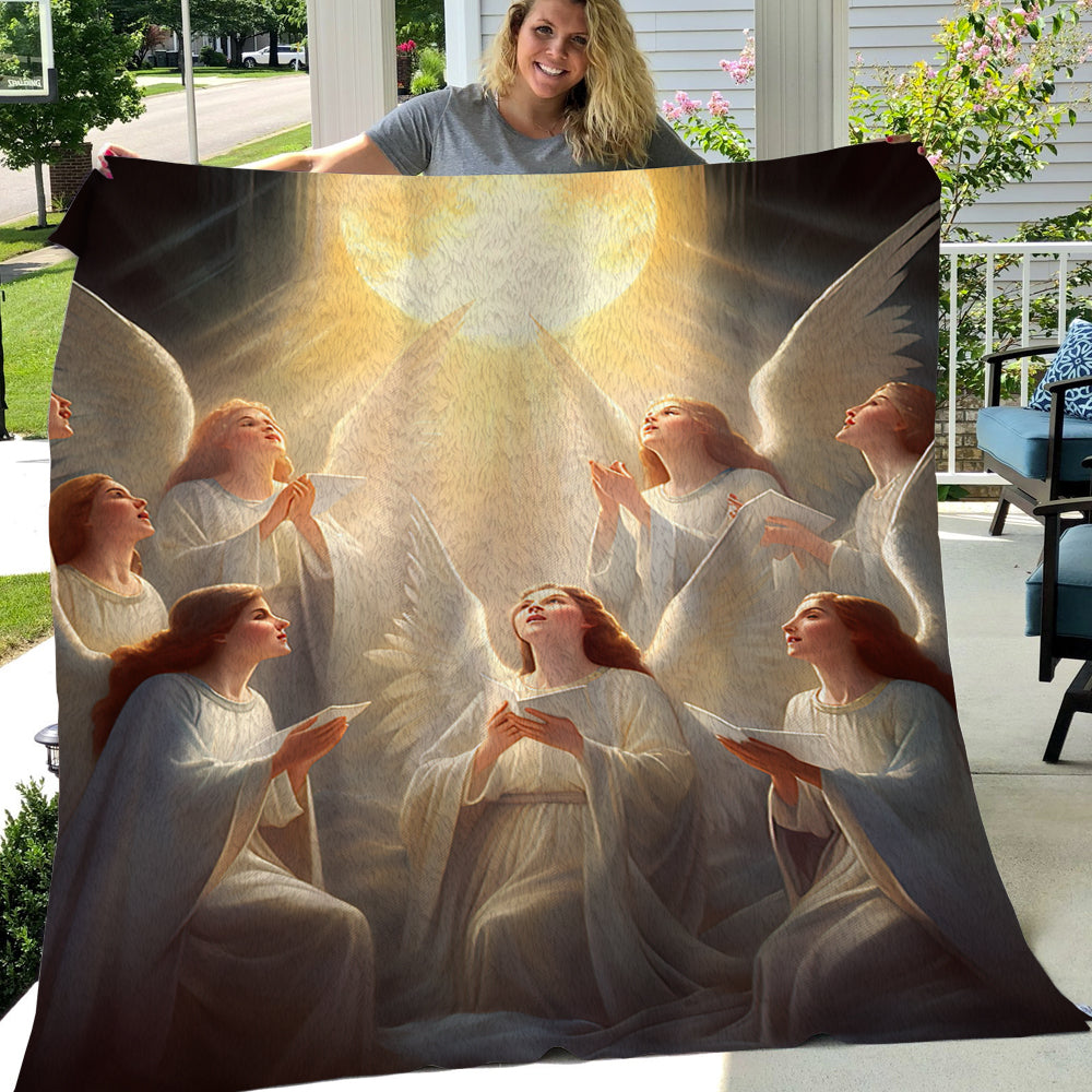 Angels Are Praying Christmas, Angel Xmas Fleece Blanket & Sherpa Blanket Gift