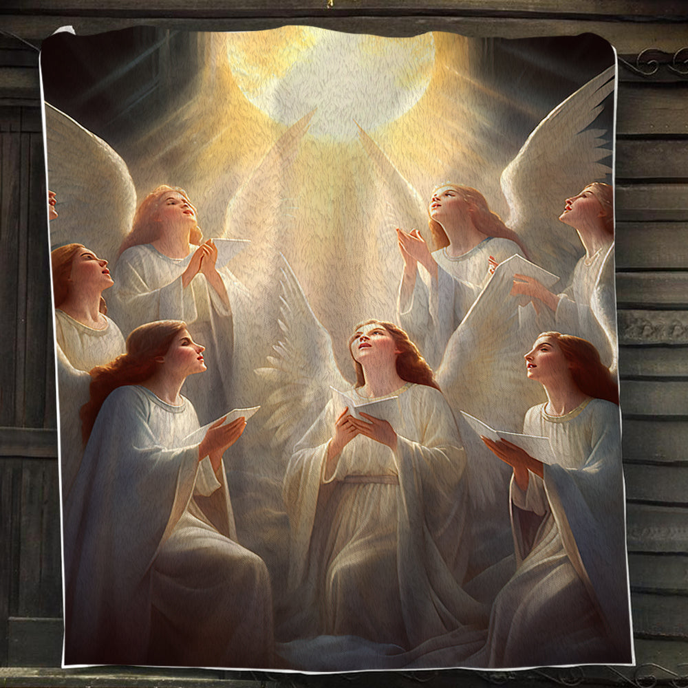 Angels Are Praying Christmas, Angel Xmas Fleece Blanket & Sherpa Blanket Gift